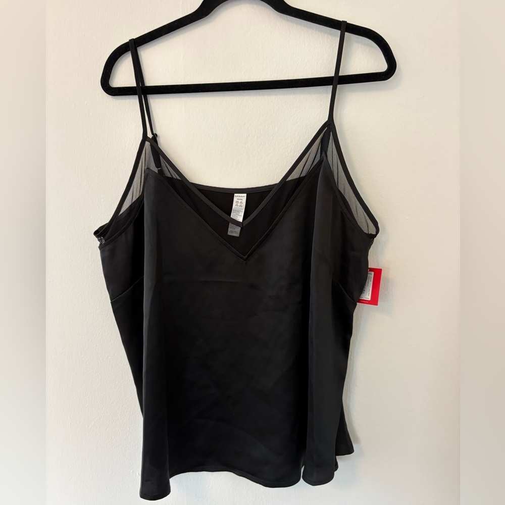 NWT Spanx Black Mesh V Neck Cami size XL